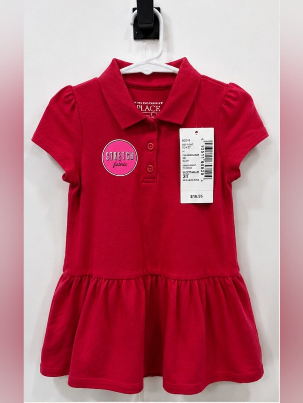 NWT The Children's Place Girls Red Polo Dress with Stretch Size 3T